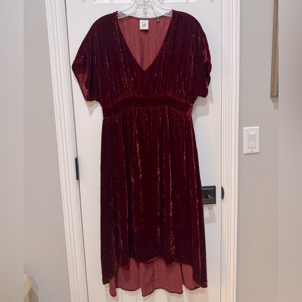 Midi length crushed velvet dress - cinches in under bra strap area